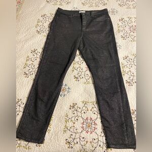 LOFT Metallic Gray Shimmer High Waist Skinny Jean Pants